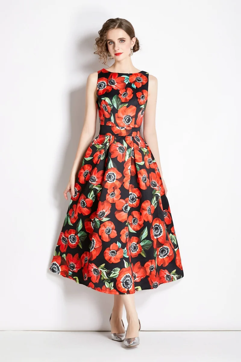 Sleeveless Structured Tailoring High Waisted Dress