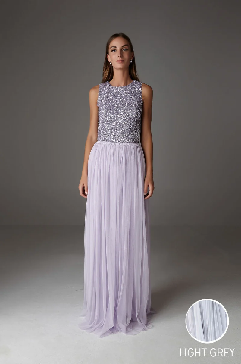 INES MAXI SKIRT LIGHT GRAY