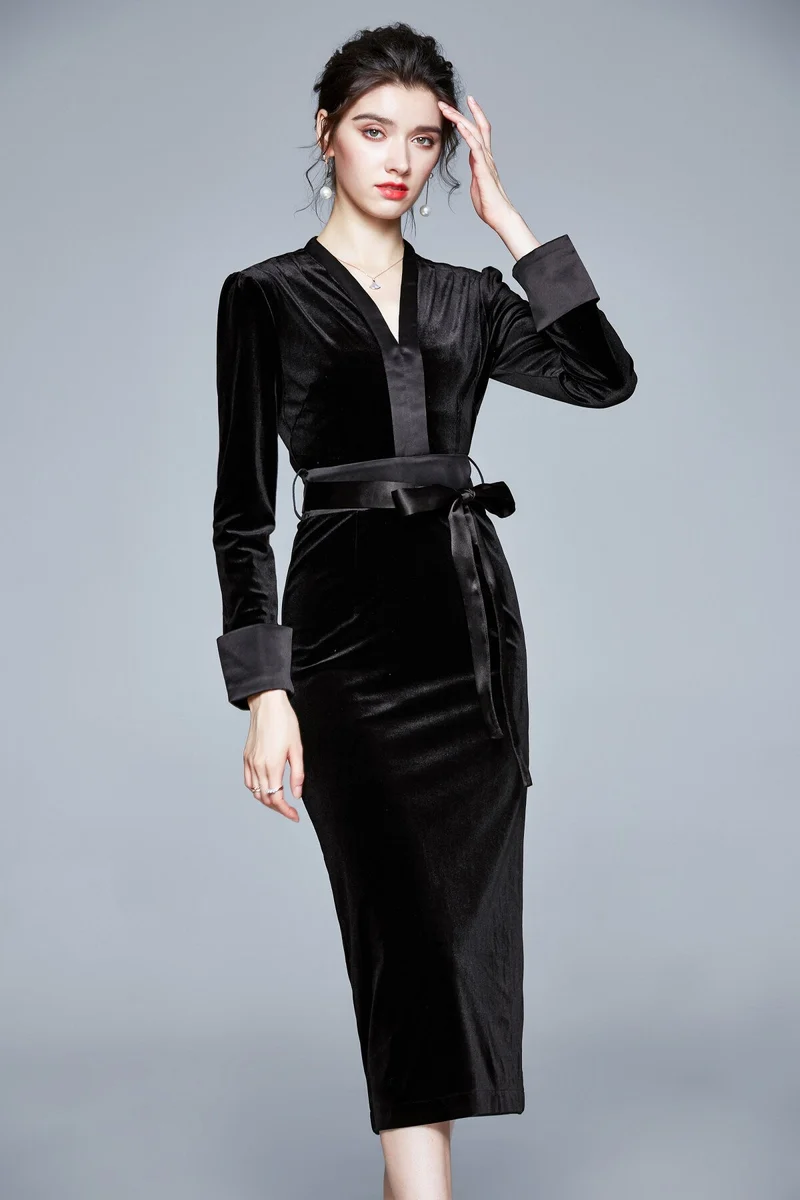 Black Velvet Kimono Dress