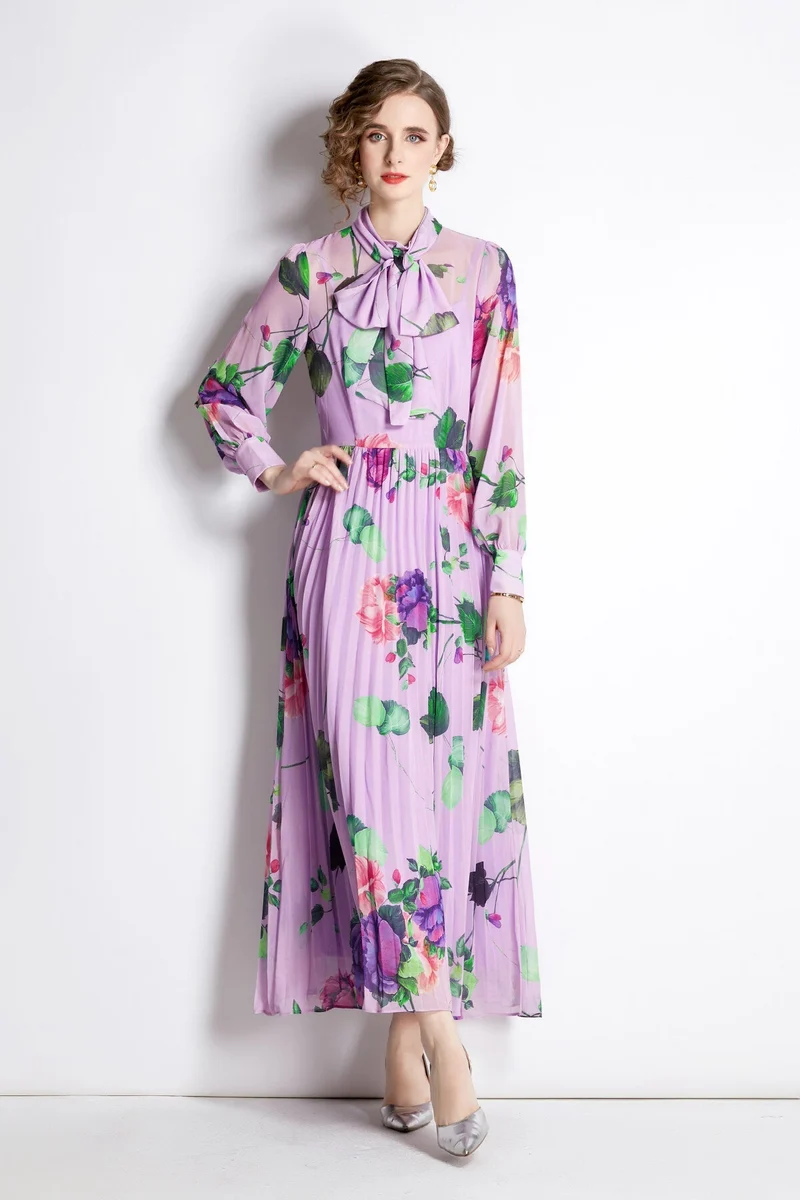 Lavender Fields Pleated Maxi Dress