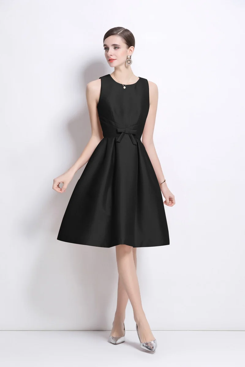 Belted Bowknot Satin Fitted Midi Dress