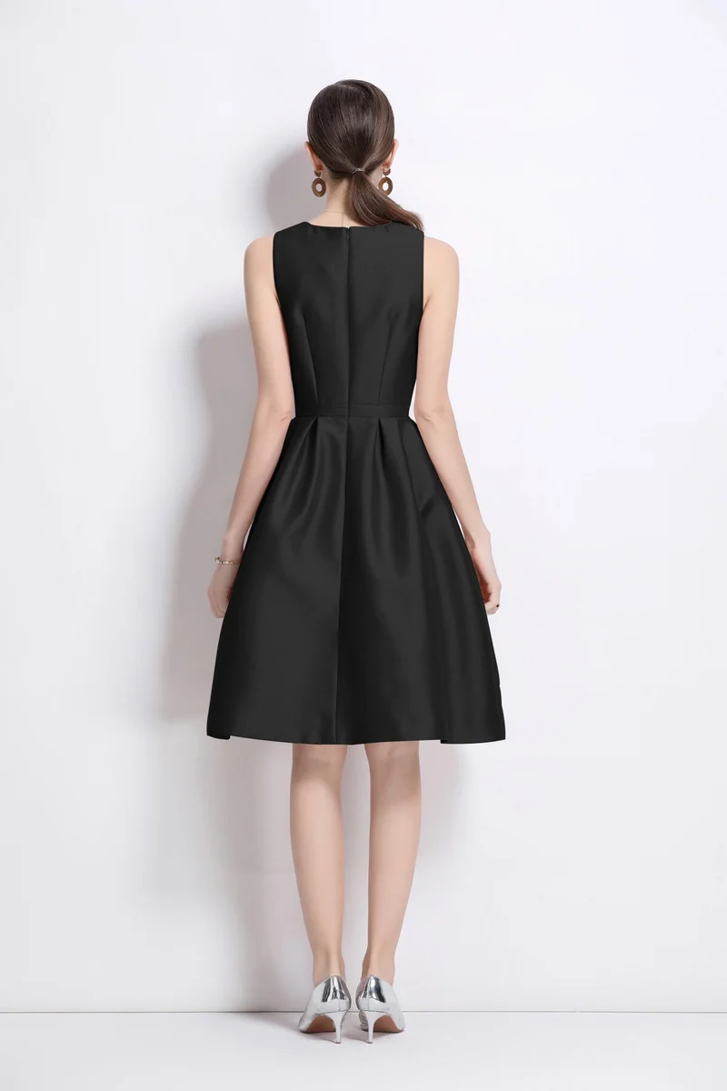 Belted Bowknot Satin Fitted Midi Dress