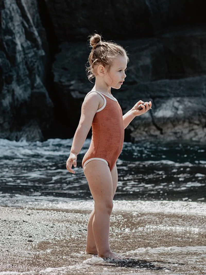 Rib Knit One-piece Swimsuit for Girls
