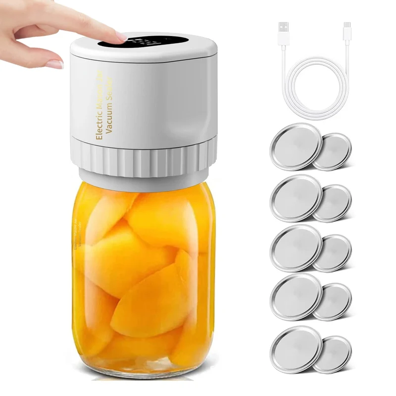 Electric Mason Jar Vacuum Sealer Jar Vacuum Sealer Kit Cordless Canning Vacuum Sealer Electric Automatic for Home Kitchen Tools