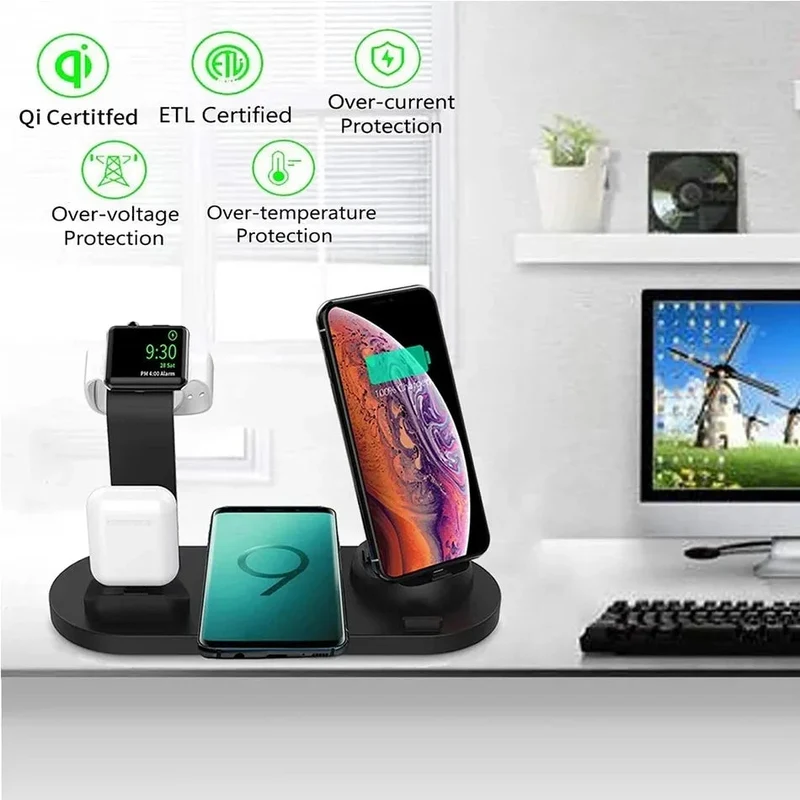 Wireless Charger 5 in 1 Fast Charging Dock for iPhone 16/15/1413/12/11 Pro Max/ Samsung Airpods 3/2/ Pro Apple Watch Ultra 8 7 6
