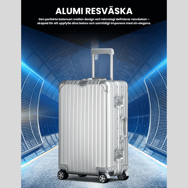 Resväska i aluminium, TSA-lås och 360° hjul