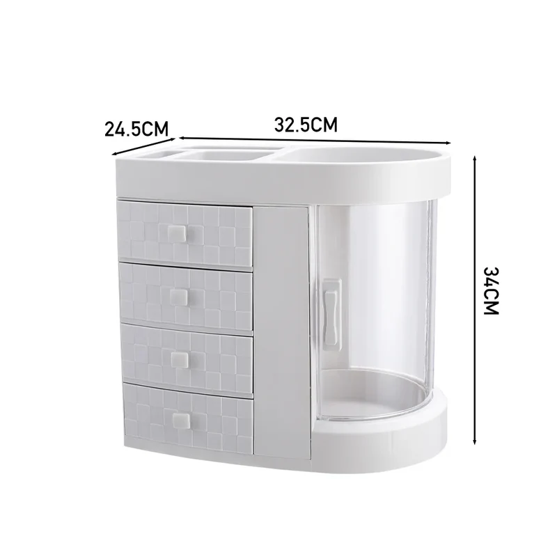 Rotating Makeup Organizer With Drawers