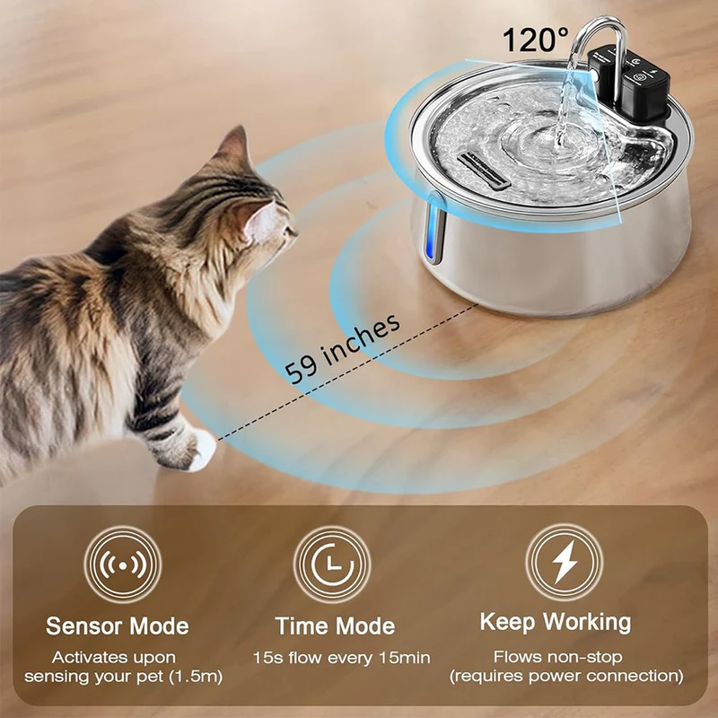 4L Stainless Steel Cat Water Fountain