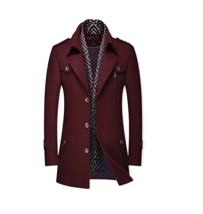 Men's Thickened Scarf Collar Winter & Autumn Polyester Coat