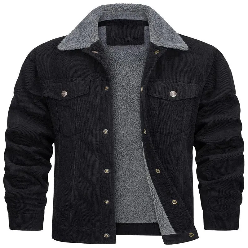 Men's Polyester Double Chest Pockets Winter Jacket
