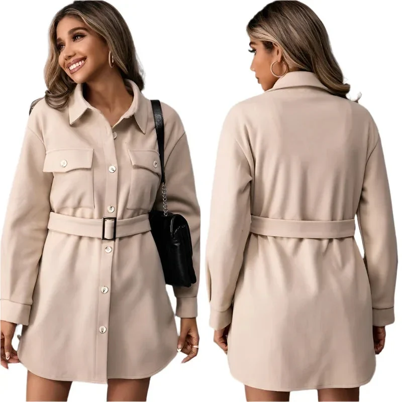 Single-Breasted Long Jacket For Women