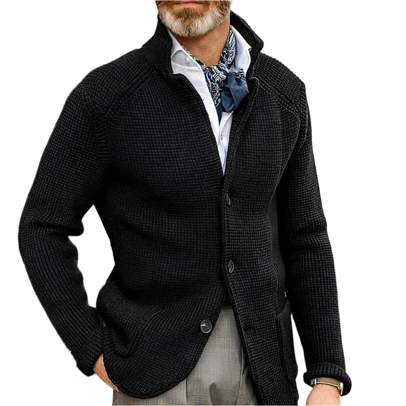 Stand Up Collar Cardigan Men Knitted Sweaters
