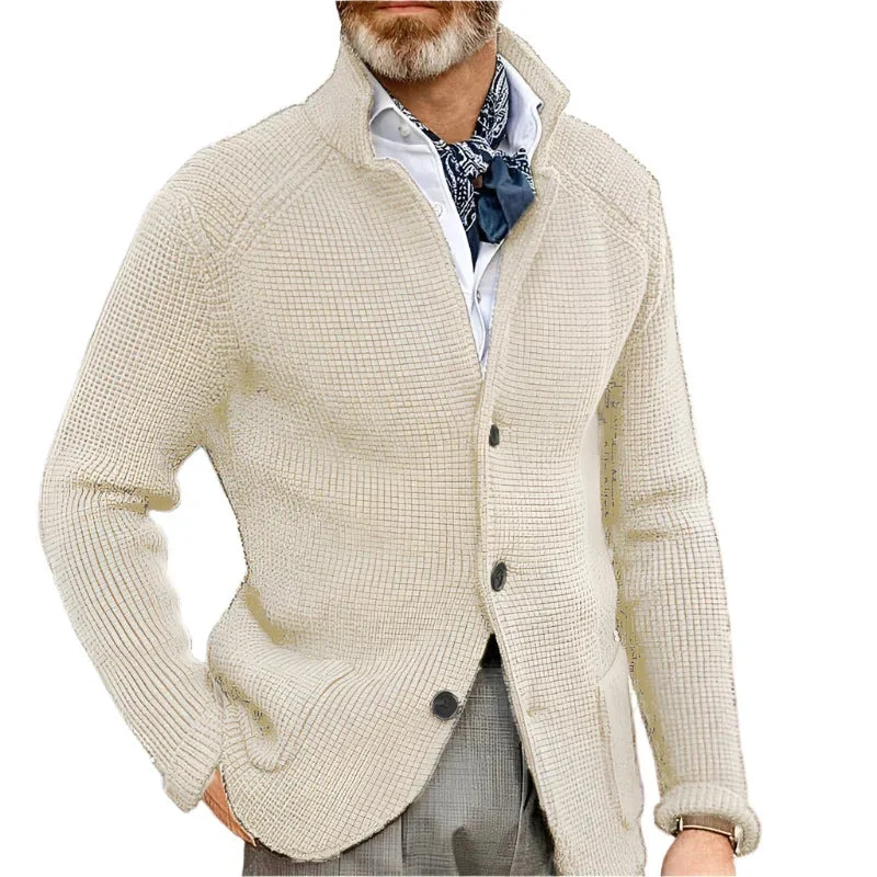 Stand Up Collar Cardigan Men Knitted Sweaters