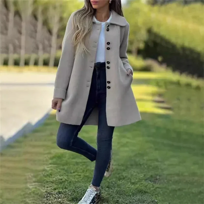 Women's Single-Breasted Fleece Thermal Jacket Coat