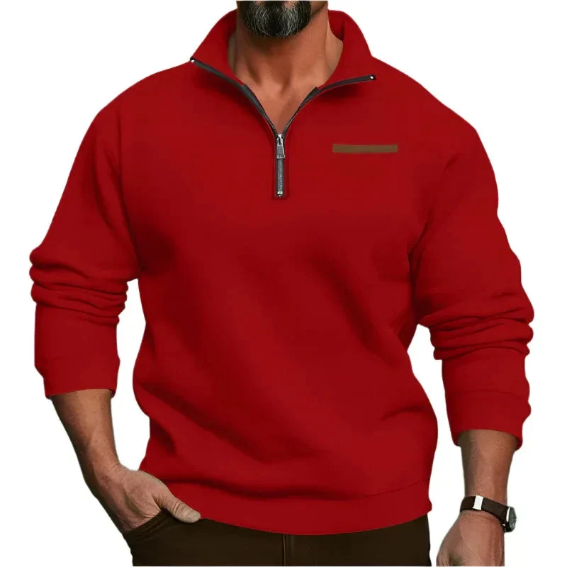 Fleece-Lined Standing Collar Sweater