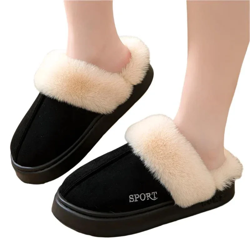 Faux Suede Warm Home Slippers For Women