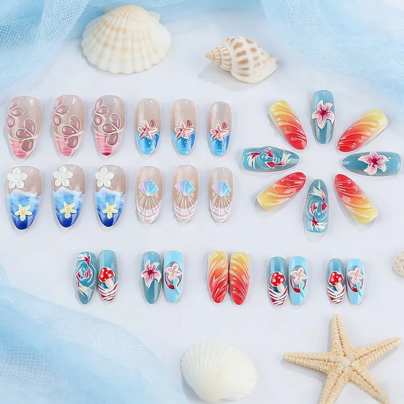 3D Ocean Press On Nails