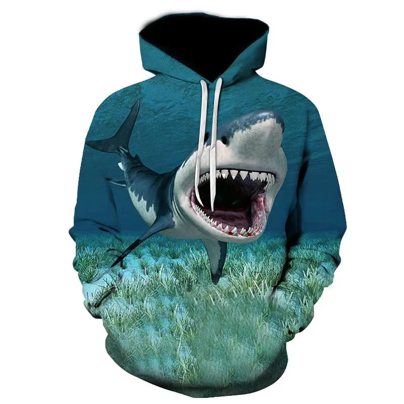 Unisex Shark Pullover Loose Fit Hoodie