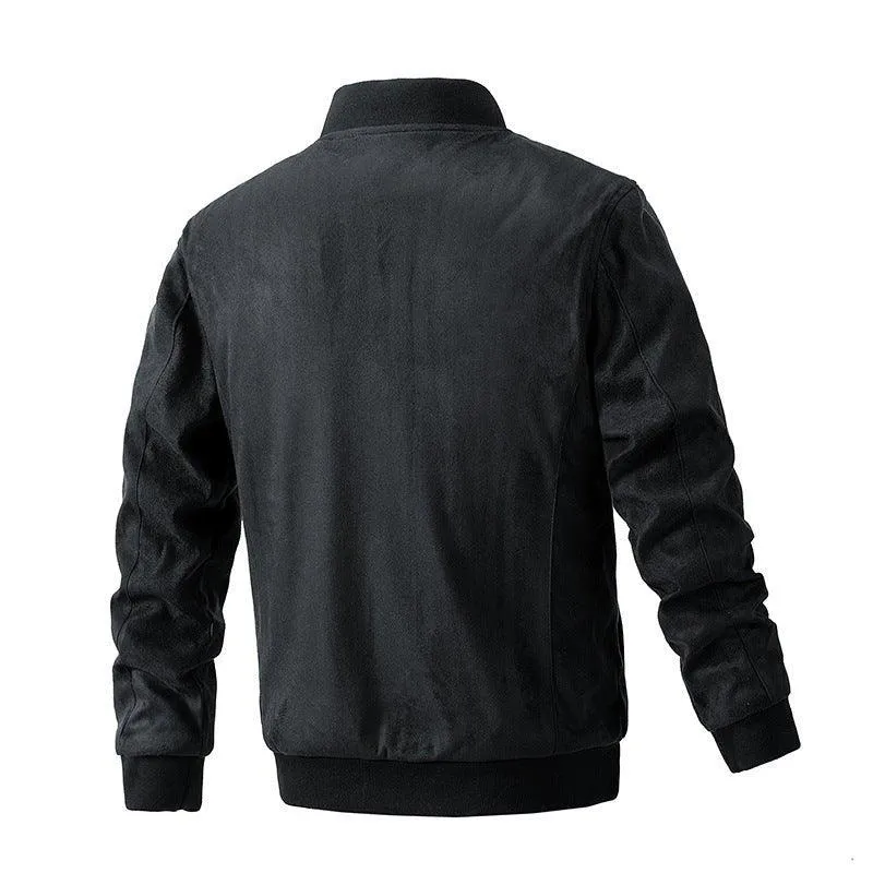 Men's Polyester Stand Collar Double Zipper Jacket