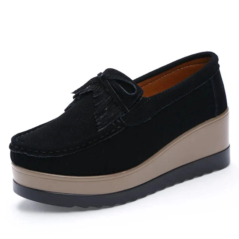 Tassel Bow Design Fashion Thick Bottom Slip On Shoes For Women