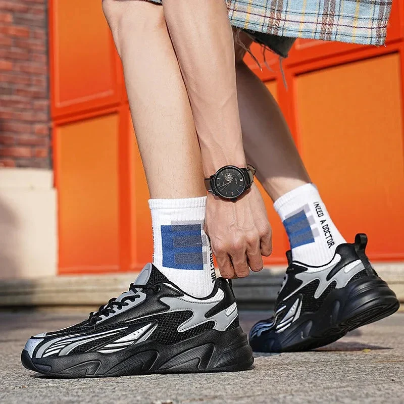 Men's Casual Mesh Sneaker Thick Bottom Plus Size Lightweight Breathable Running Shoes