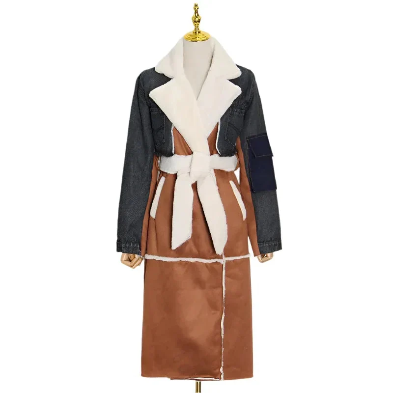 Fashion Denim Long Cotton Jacket Coat For Women