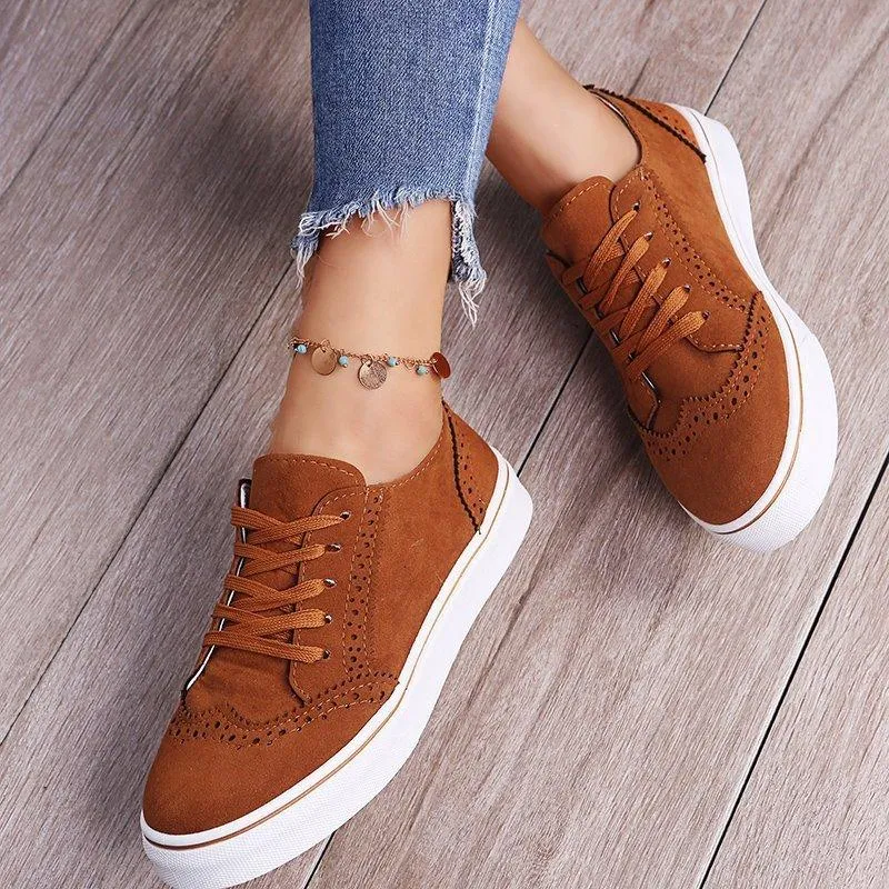 Round Toe Women's Lace-Up Shallow Flat Shoes