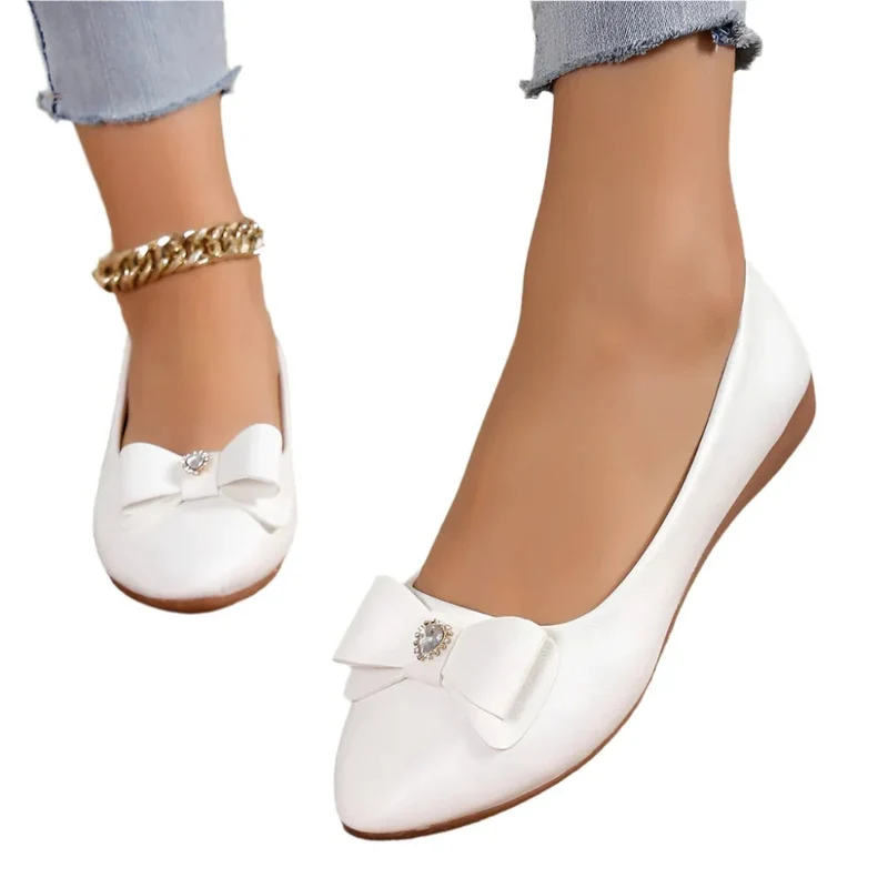 Bowknot Flat Shoes Fashion Casual Pointed Toe Loafers For Women Summer Lazy Shoes