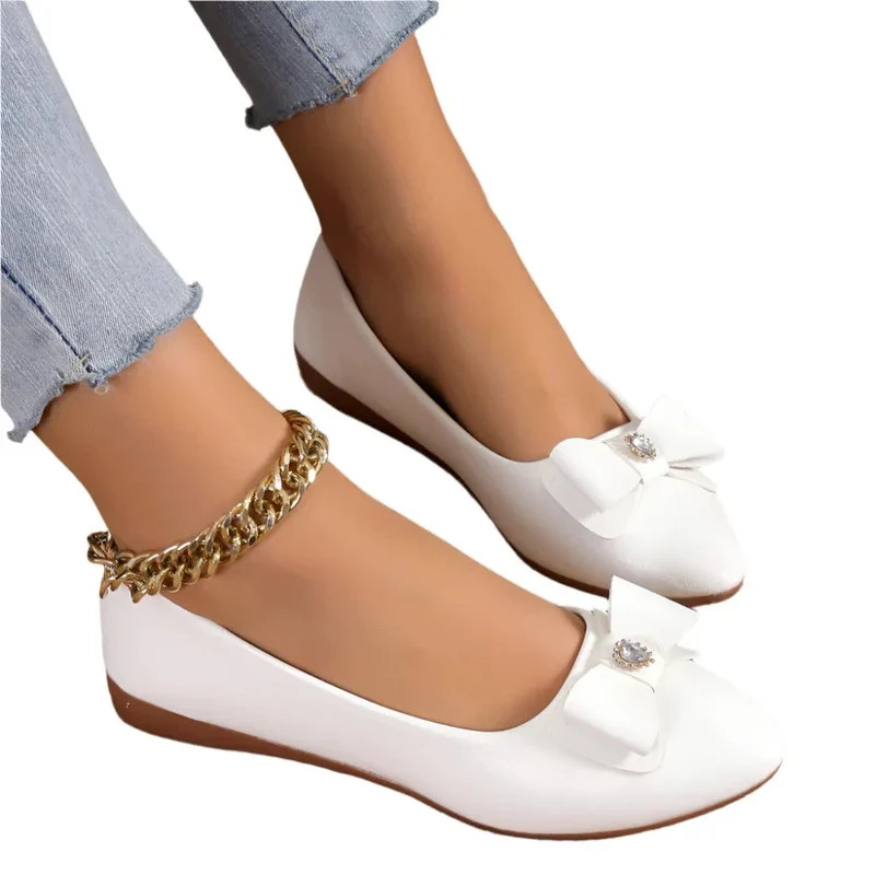 Bowknot Flat Shoes Fashion Casual Pointed Toe Loafers For Women Summer Lazy Shoes