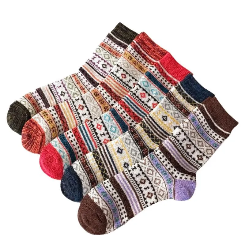 Thick Knitted Winter Wool Socks With Medium Tube