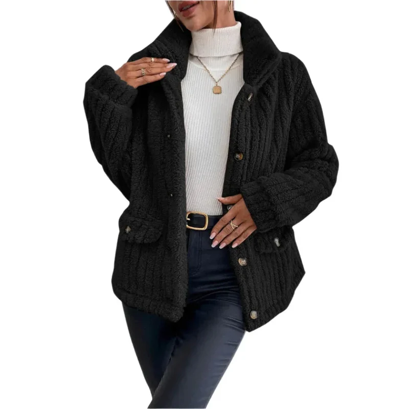 Women's Double-Sided Velvet Button Cardigan Casual Coat