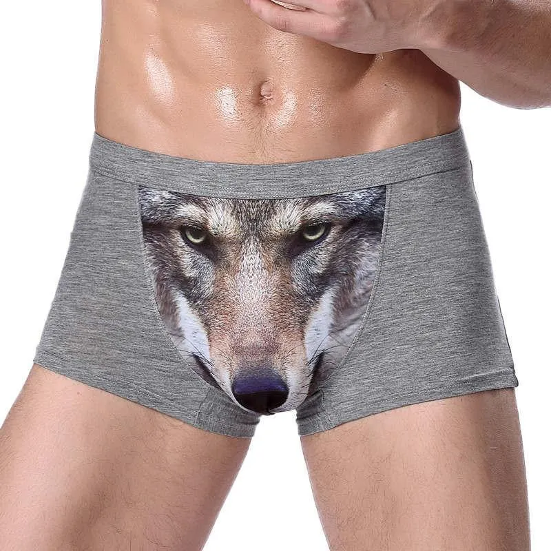 Four-horned Wolf Head Big Bird Sexy Men's Underpants Underwear