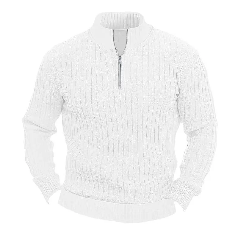 Leisure Pullover Solid Color Stand Collar Long Sleeve Men's Sweaters