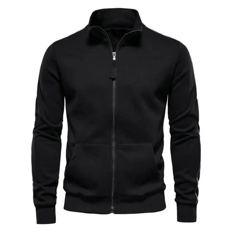 Men's Stand Collar Long-Sleeve Zipper Sweatshirt Sweaters