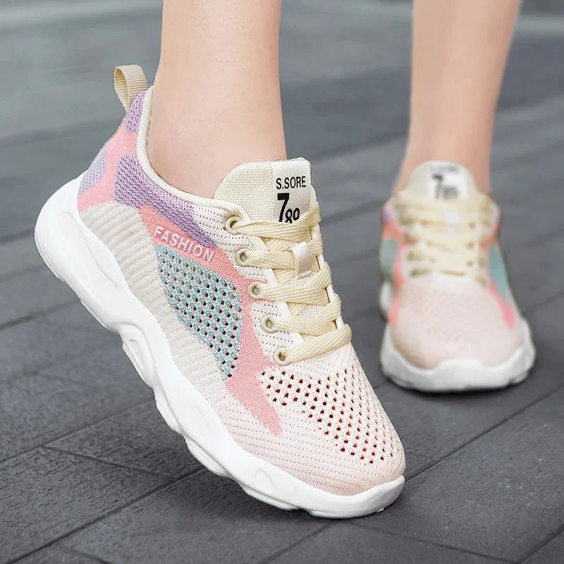 Casual Lace-Up Sneakers Women Versatile Breathable Lightweight Walking Running Shoes