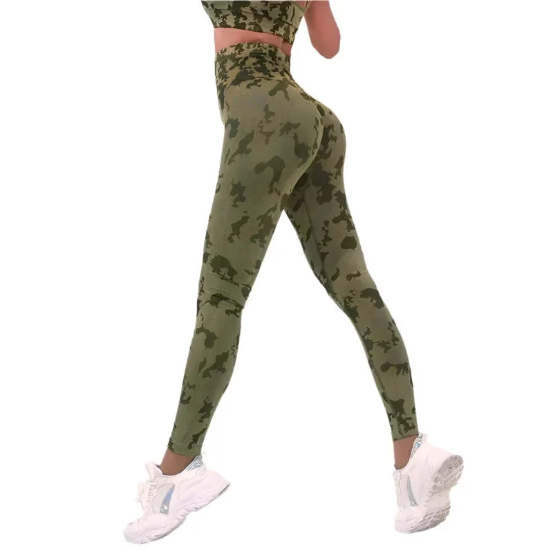 Women's Fitness Camouflage Yoga Pants High Waist Seamless Leggings Butt Lift Tights Gym Exercise Clothing