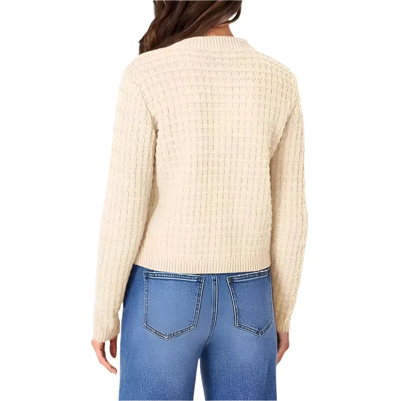 Women's Temperament Crew Neck Knitted Sweater Coat