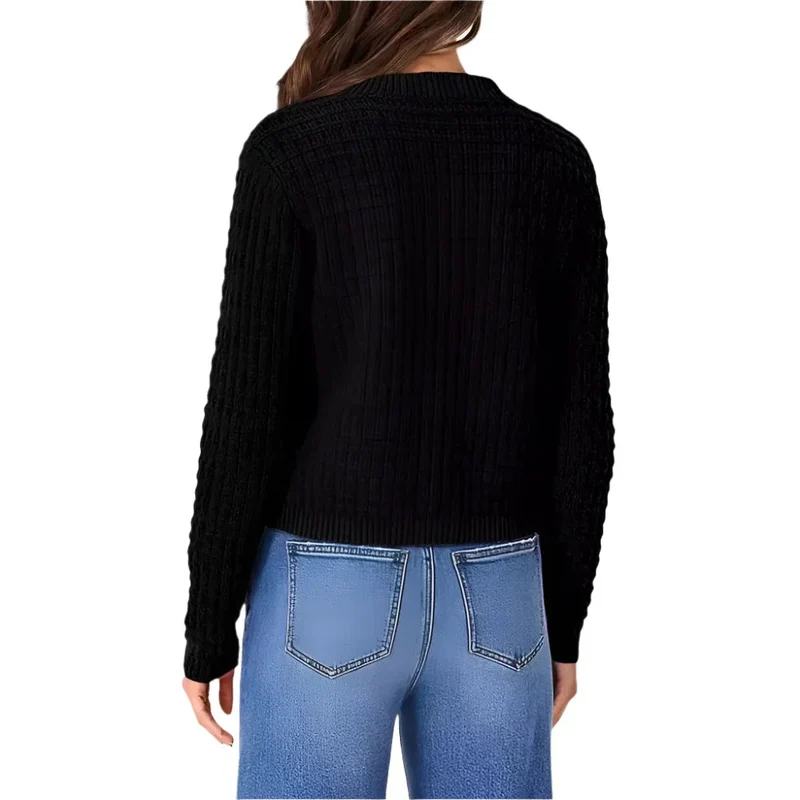 Women's Temperament Crew Neck Knitted Sweater Coat