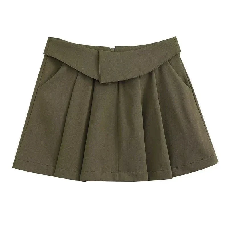 European And American College Style High Waist Pleated Skirt