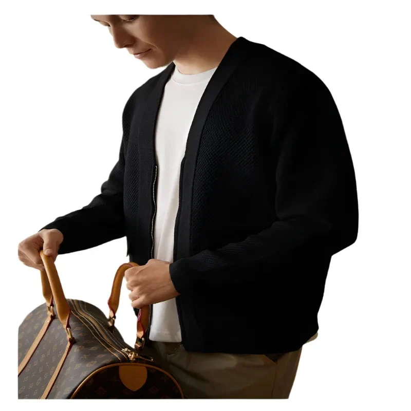 High-Grade V-Neck Knitted Sweater Cardigan Coat For Men