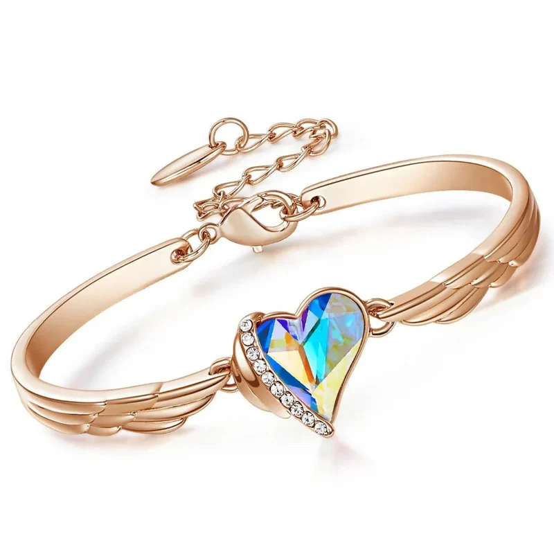 Women's Adjustable Bracelets With Heart Shaped Gems