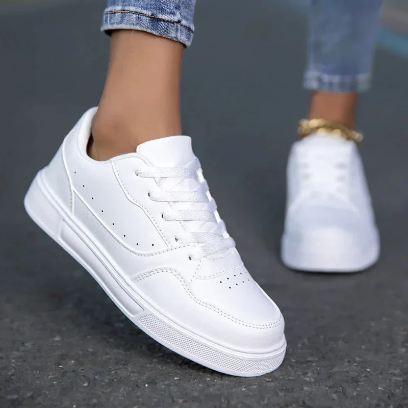 Breathable White Korean Casual Sneakers