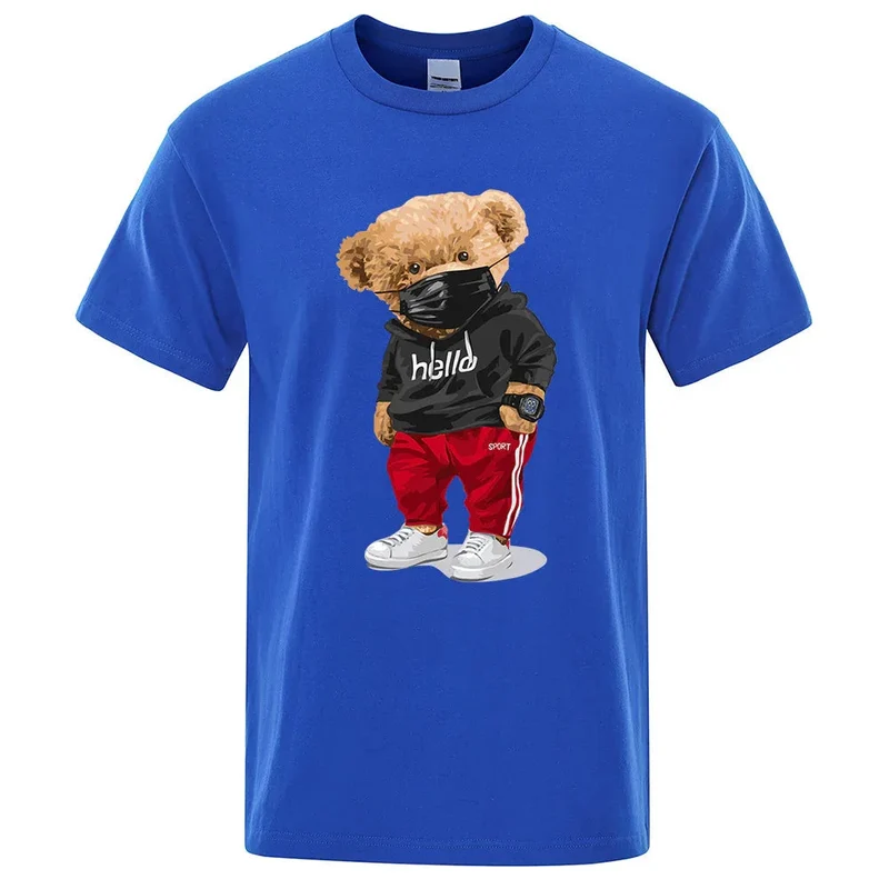 Printed Masked Bear Short-sleeve T-Shirt For Men