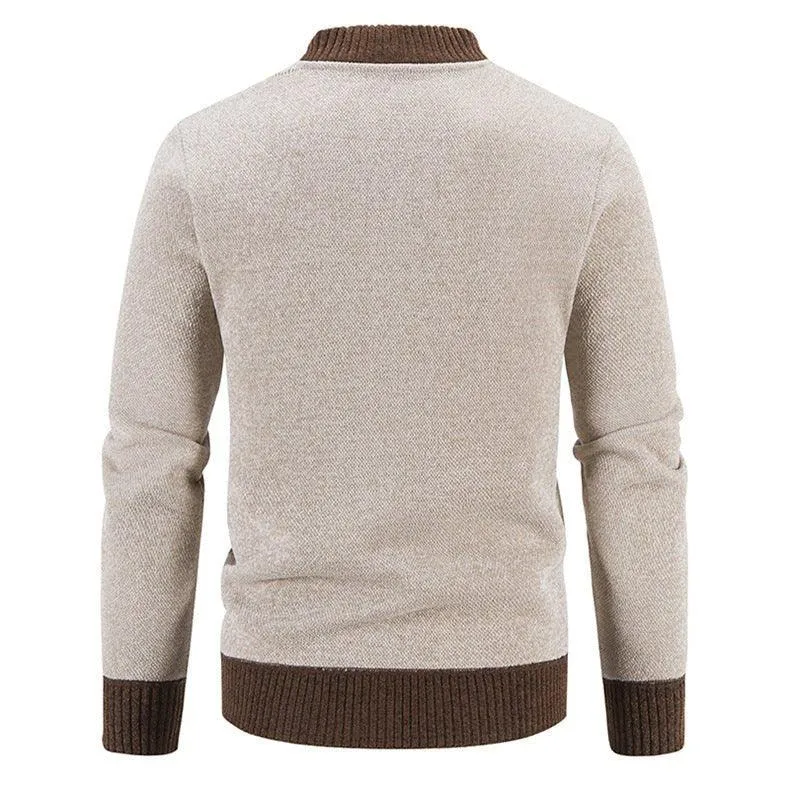 Men's Slim Stand Collar Elk Embroidered Sweater