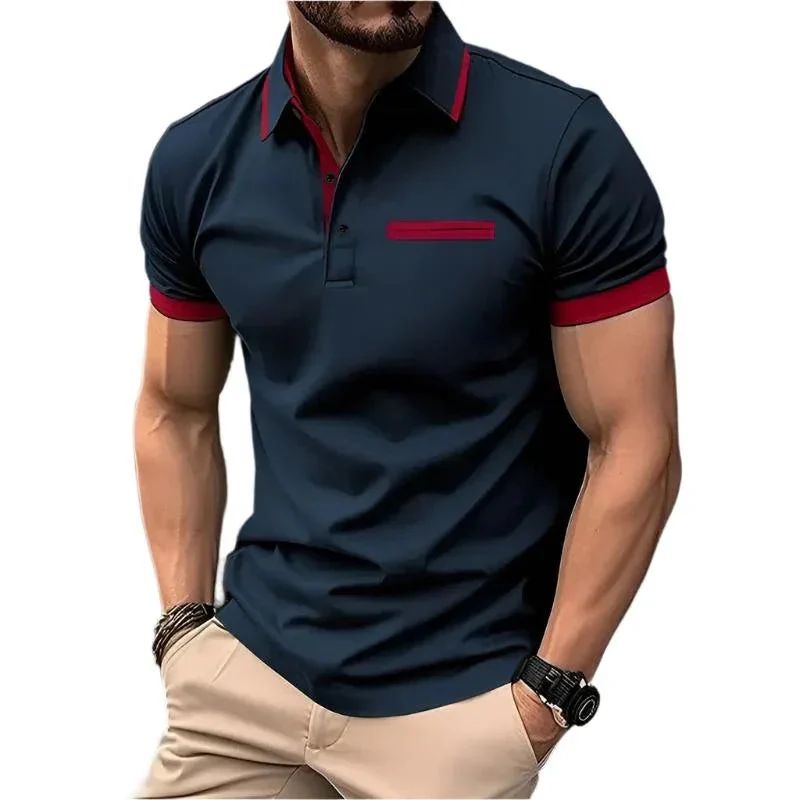 Men's Polo Shirt With Decorative Chest Pocket