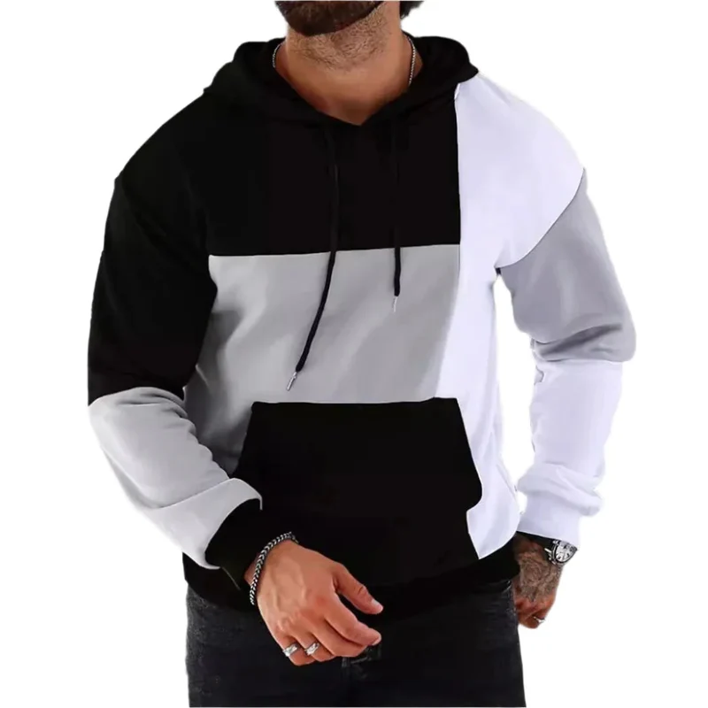 Men's 3D Hoodie Sweater With Color Matching Pattern