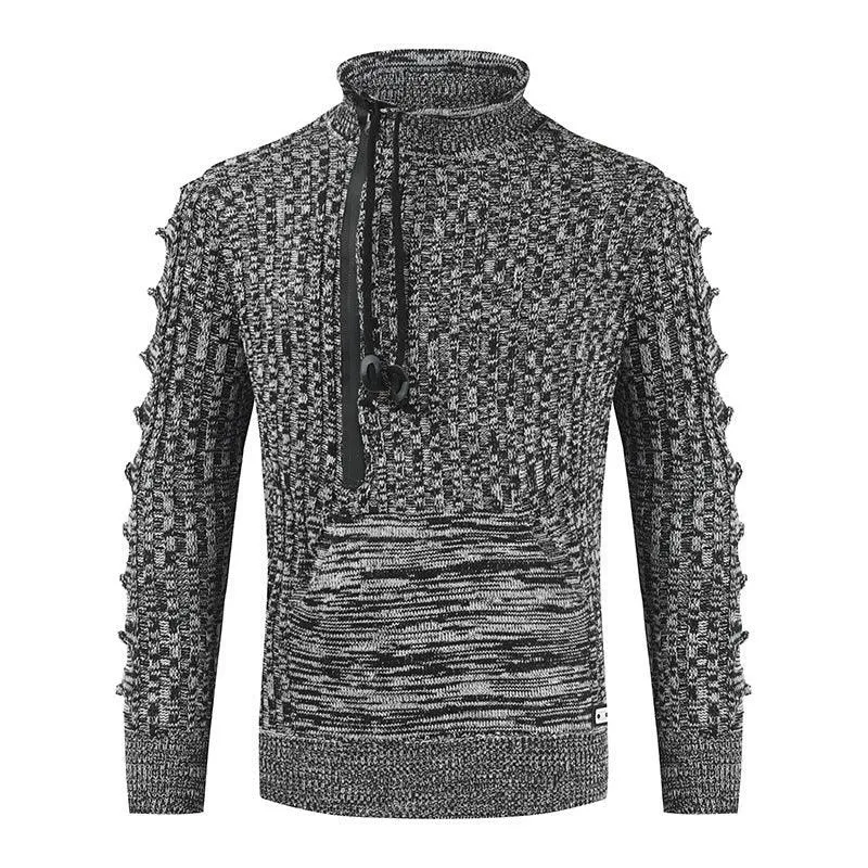 Autumn And Winter Loose Stand Collar Pullover Knitted Sweater For Men