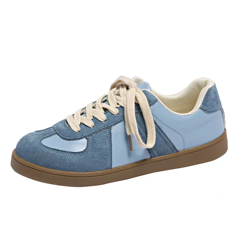 Round Toe All-Matching Lace-Up Flat Retro Low-Top Sports Sneakers
