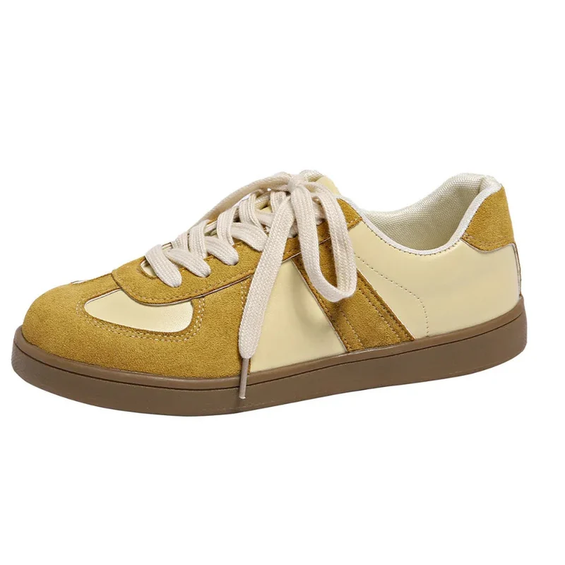 Round Toe All-Matching Lace-Up Flat Retro Low-Top Sports Sneakers