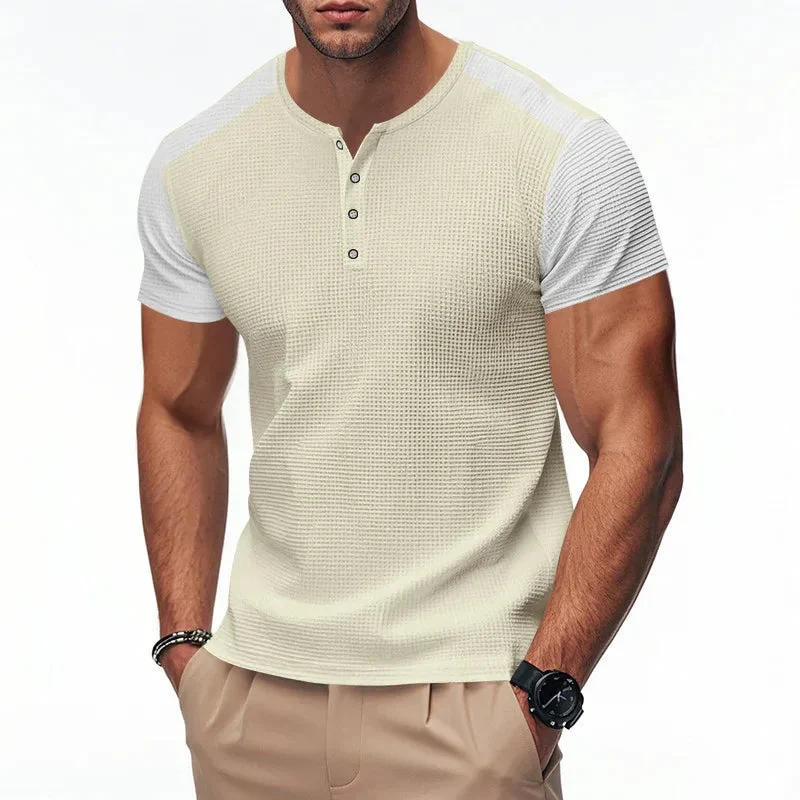 Men's Plus Size Solid Color Buttoned T-Shirts